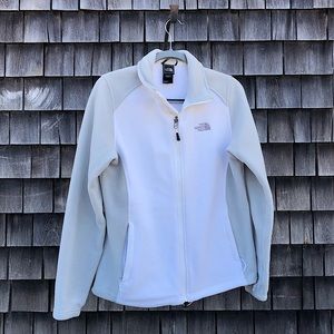 Gray and White Fleece North Face Jacket